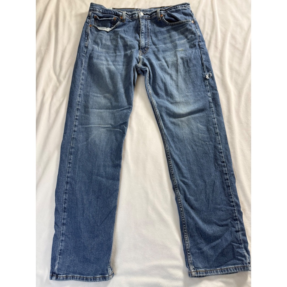 Levis 505 Regular Fit Straight Leg Jeans Mens W38 L34 Medium Wash Distressed